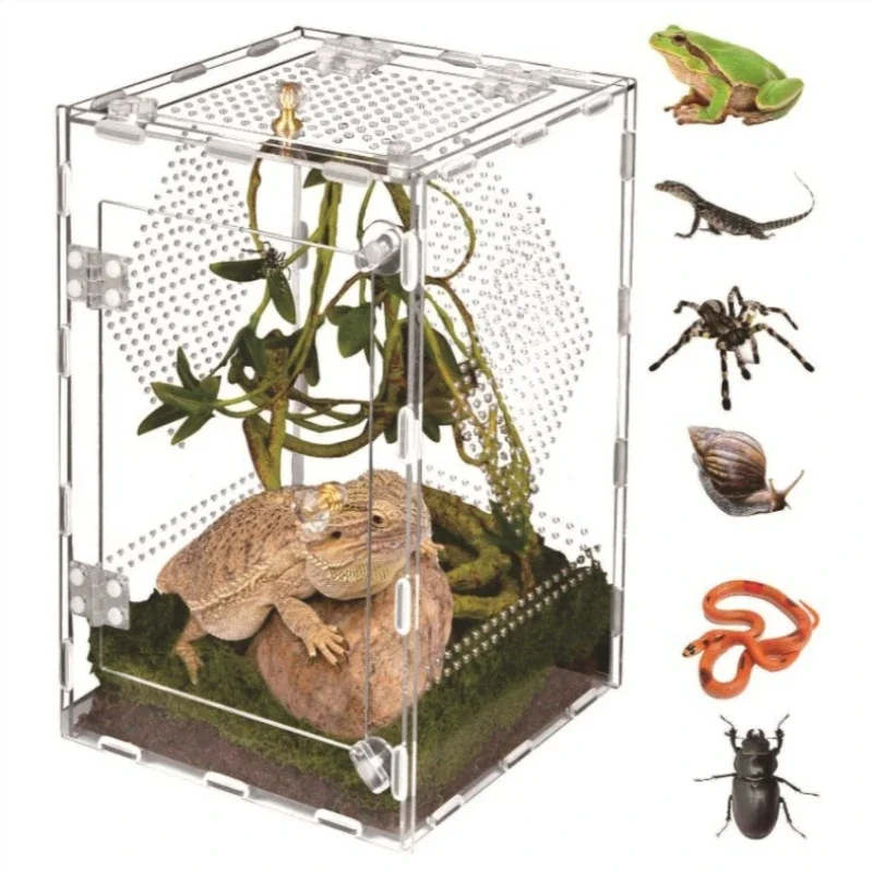 acrylic-reptile-terrarium-desktop-removable-breathable-reptile-feeding-box-snake-insect-spider-display-box-crawler-breeding-case