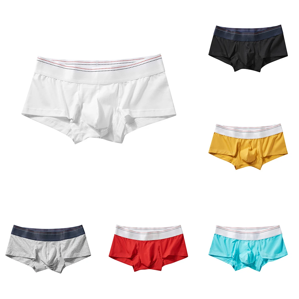 Short en coton sexy en forme de U pour homme, sous-vêtement élastique, culotte en poudre sans couture, solide, taille basse, slip de synchronisation