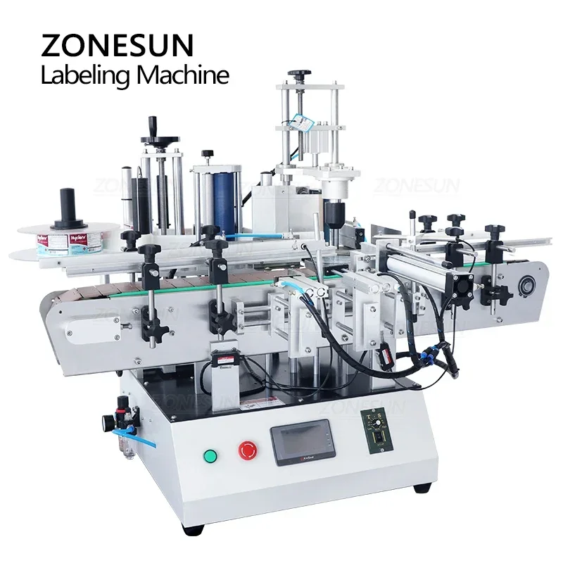 ZONESUN ZS-TB550 آلة وضع العلامات الأوتوماتيكية لخط التعبئة والتغليف الزجاجي البلاستيكي المضلع السداسي المستدير