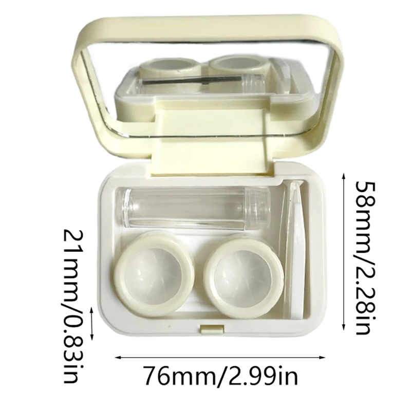 Boîte à lentilles de contact imprimée chat mignon, étui à lentilles de contact portable avec miroir, pince à épiler, ensemble de bâtons d'aspiration pour kit de voyage, support cadeau