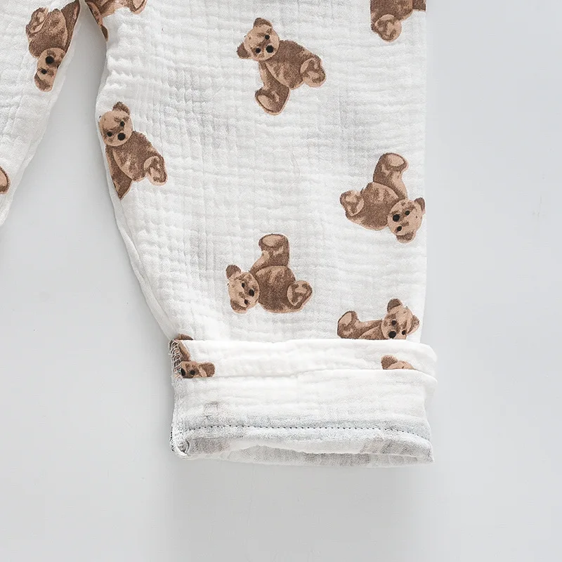 Children Pajama Summer Baby Pajamas Bear Cartoon Cute Homewear Short-sleeved Two-piece Boys Girls Cotton Comfortable Pajamas