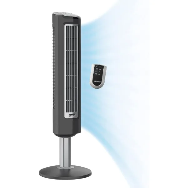 Lasko-Tour à Vent Oscillante avec Télécommande et Minuterie, Ventilateur à 3 Vitesses Silays euses pour Chambre à Coucher, Salon et Bureau