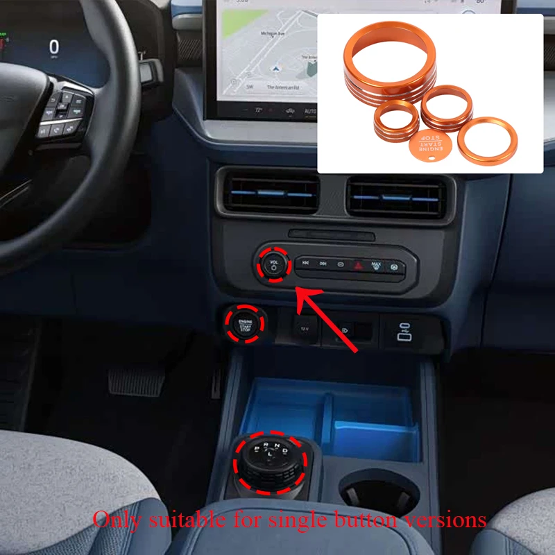 

For Ford Maverick 2025 Automotive Center Control Knob Decorative Ring Car One Key Start Decorative Sticker Aluminum Alloy