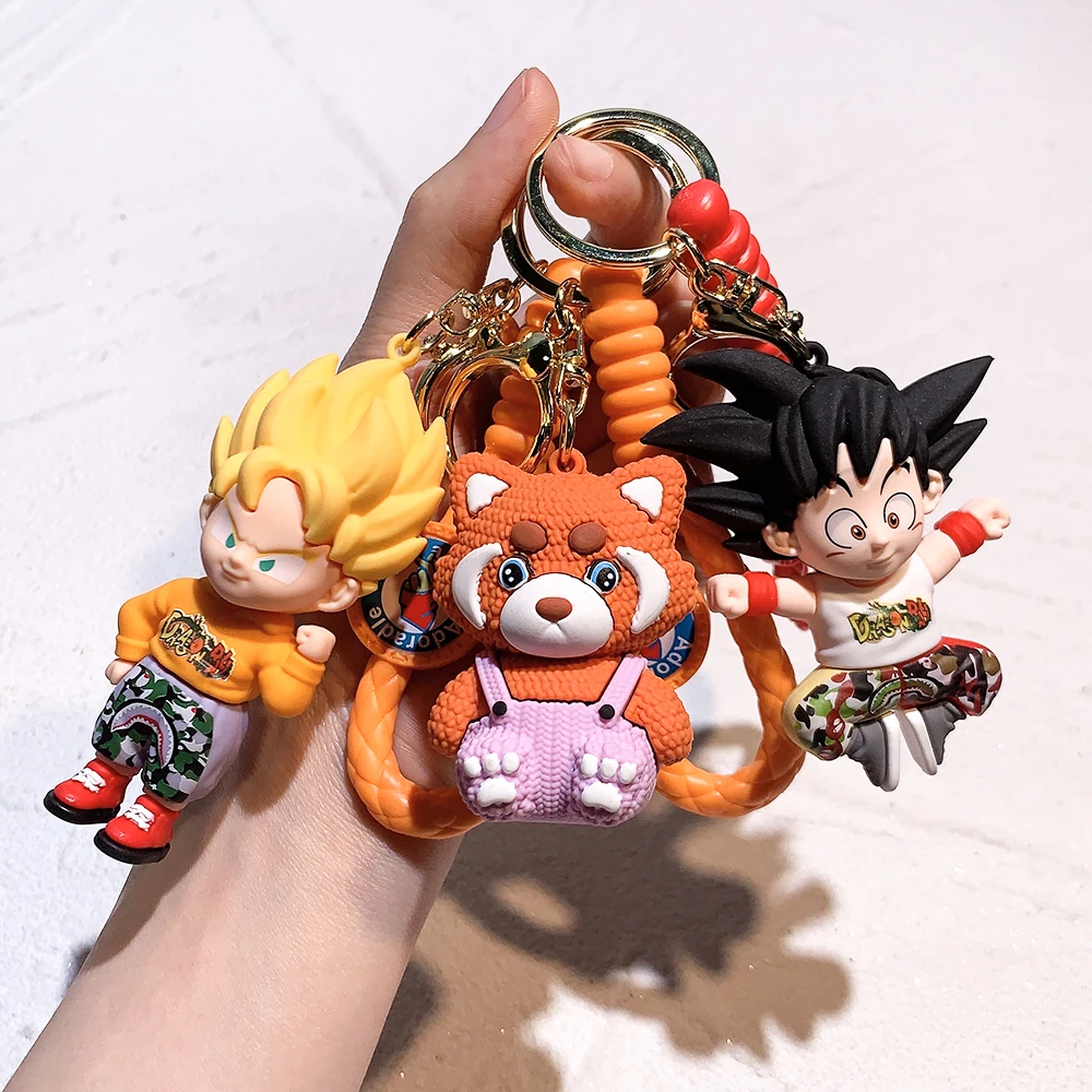 Anime Dragon Ball Keychain Z Super Saiyan Son Goku Bulma Broly Piccolo Majin Buu Series Car Pendant Keyring Kids Toys Gifts