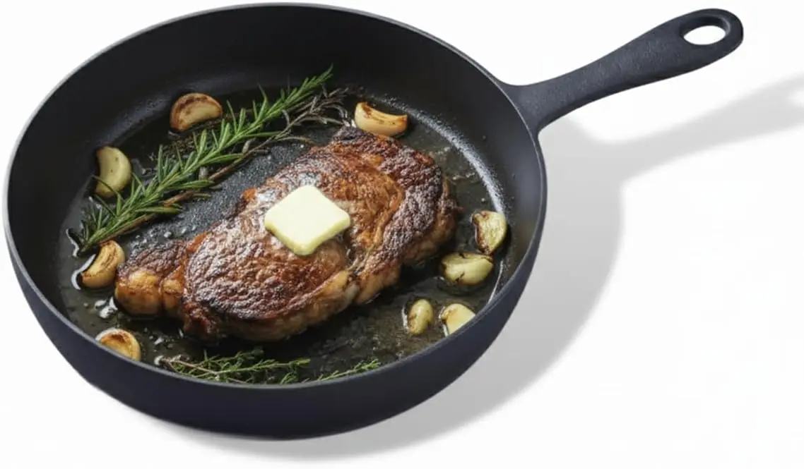 Skillet #10  Naturally Non Stick 10 Inch Pre Seasoned Cast Iron Frying Pan  Smooth Nonstick Finish for Grilling