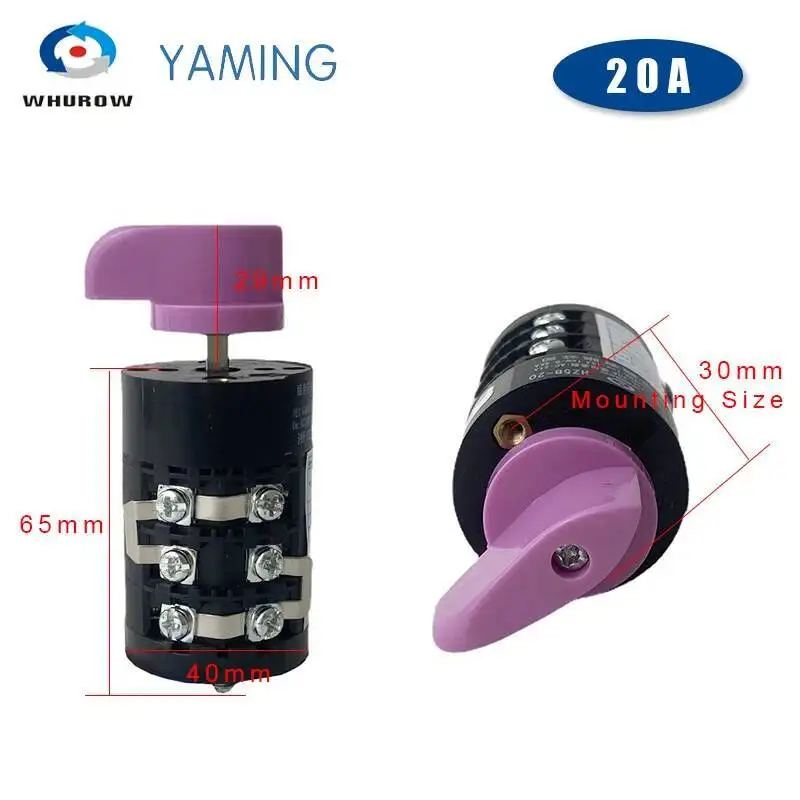 HZ5B-20/3 20A 3P Professional Multi-step 0-7 Position Universal Rotary Cam Switch Silver Contact Factory Supplied