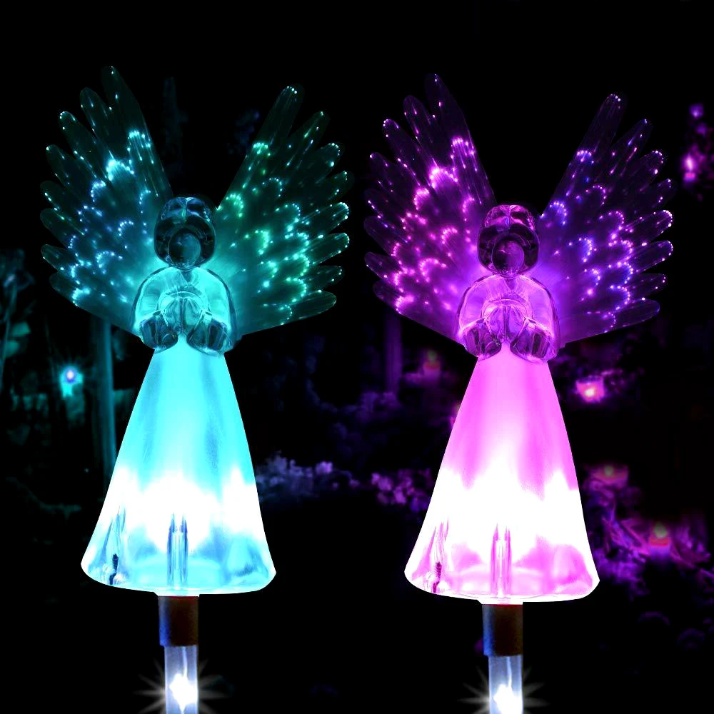 4/2pc Solar Lawn Stake Lamp LED Street Light Garden Landscape Color Changing Lights Outdoor Lawn Lighting for Yard Patio Pathway