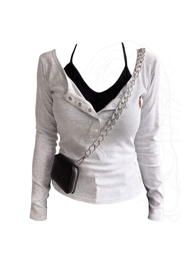 

Футболка женская оверсайз из двух частей, с длинным рукавом