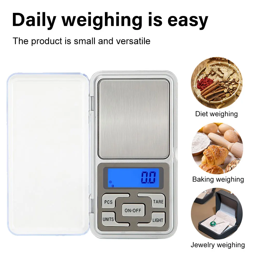 Mini Digital Scale High Accuracy Jewelry Weight Pocket Scales 500g 0.01g/0.1g LCD Display Electronic Kitchen Scale