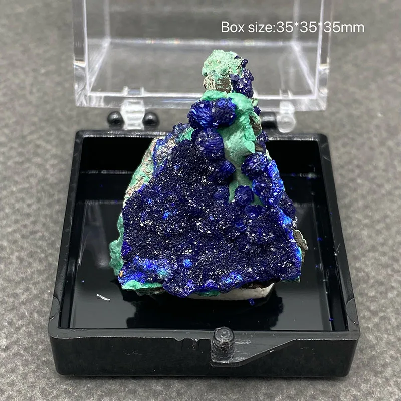 

100% natural azurite and malachite symbiotic raw stone mineral specimen healing crystal gem collection +Box size：35*35*35mm