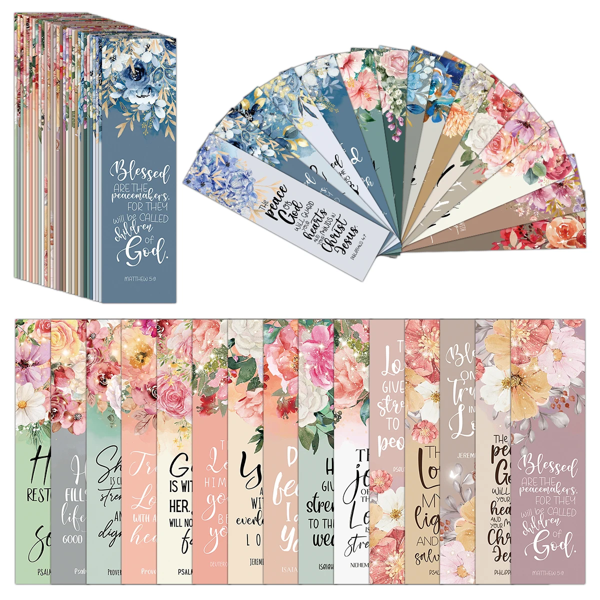 30 Uds. Marcapáginas de la Biblia inspiradores de Flora, tarjetas de versículos de escritura, regalo cristiano, suministros de estudio de la Biblia, accesorios para diario de oración