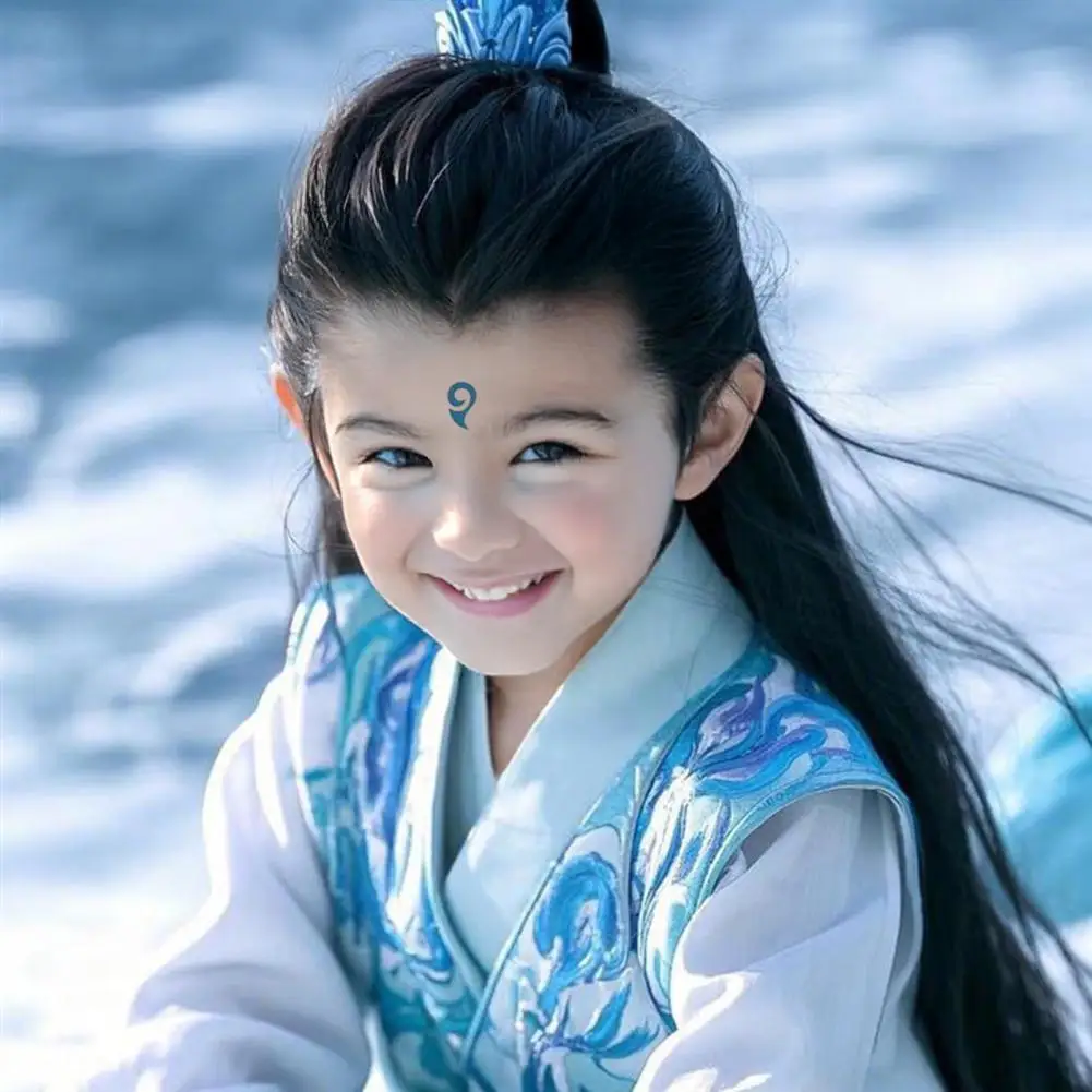 Flame Wave Pattern Stickers Flame Wave Face Sticker Set for Kids Blue Waterproof Decals for Cosplay Performances Washable Face