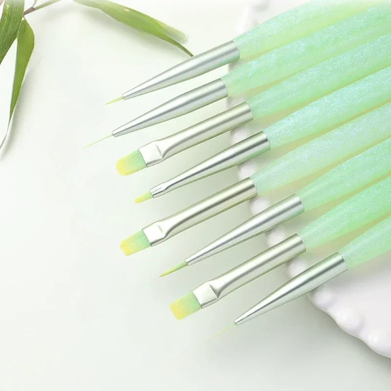 1PCS Green Fresh Cute Nail Brush Nail Art Brushes Line Painting Brushes Crystal Acrylic Thin Liner Drawing Pen Manicure Decor