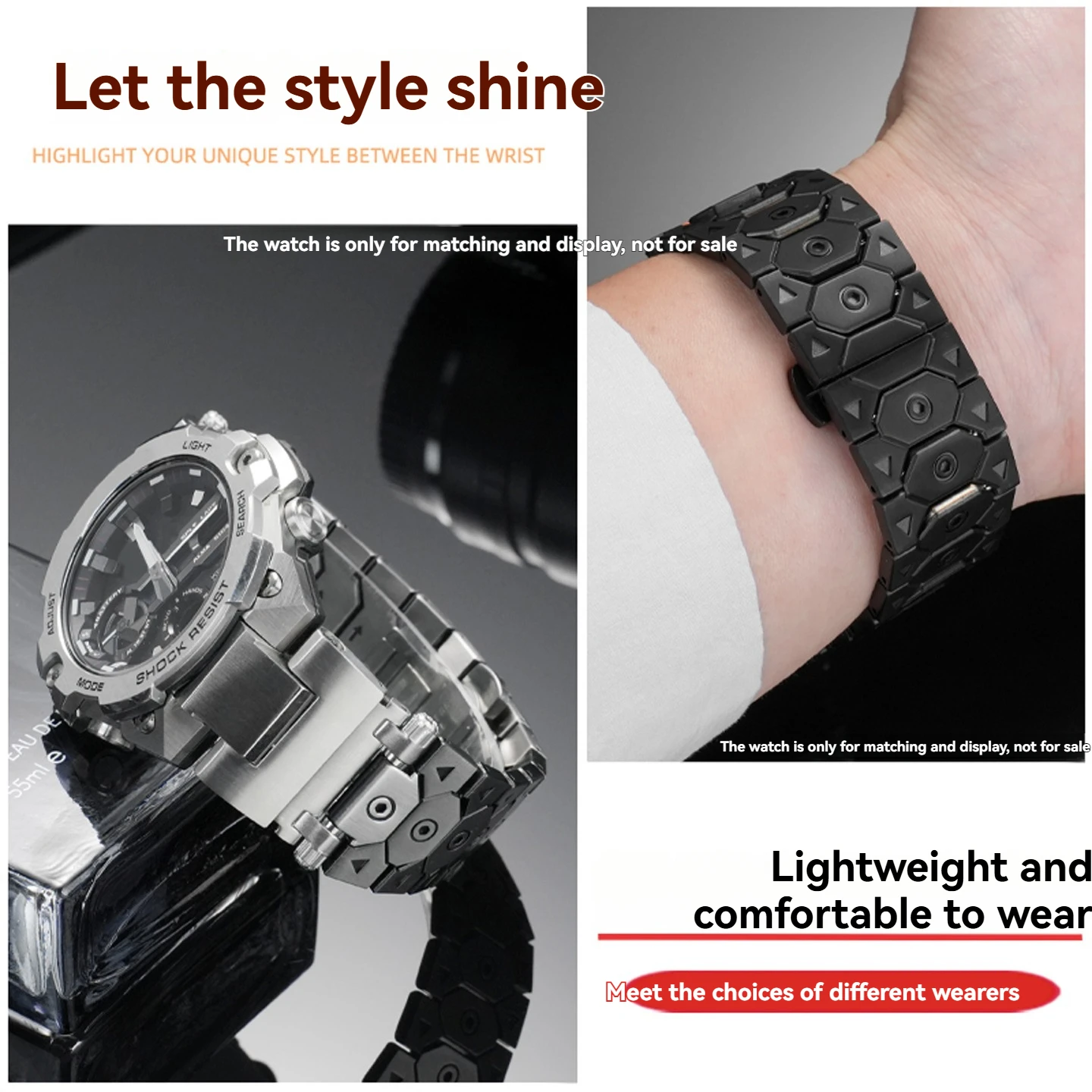 لساعة كاسيو ستيل هارت الجيل الرابع من سلسلة GST-B400 المعدلة عالية الجودة من الفولاذ المقاوم للصدأ مع فم مرتفع