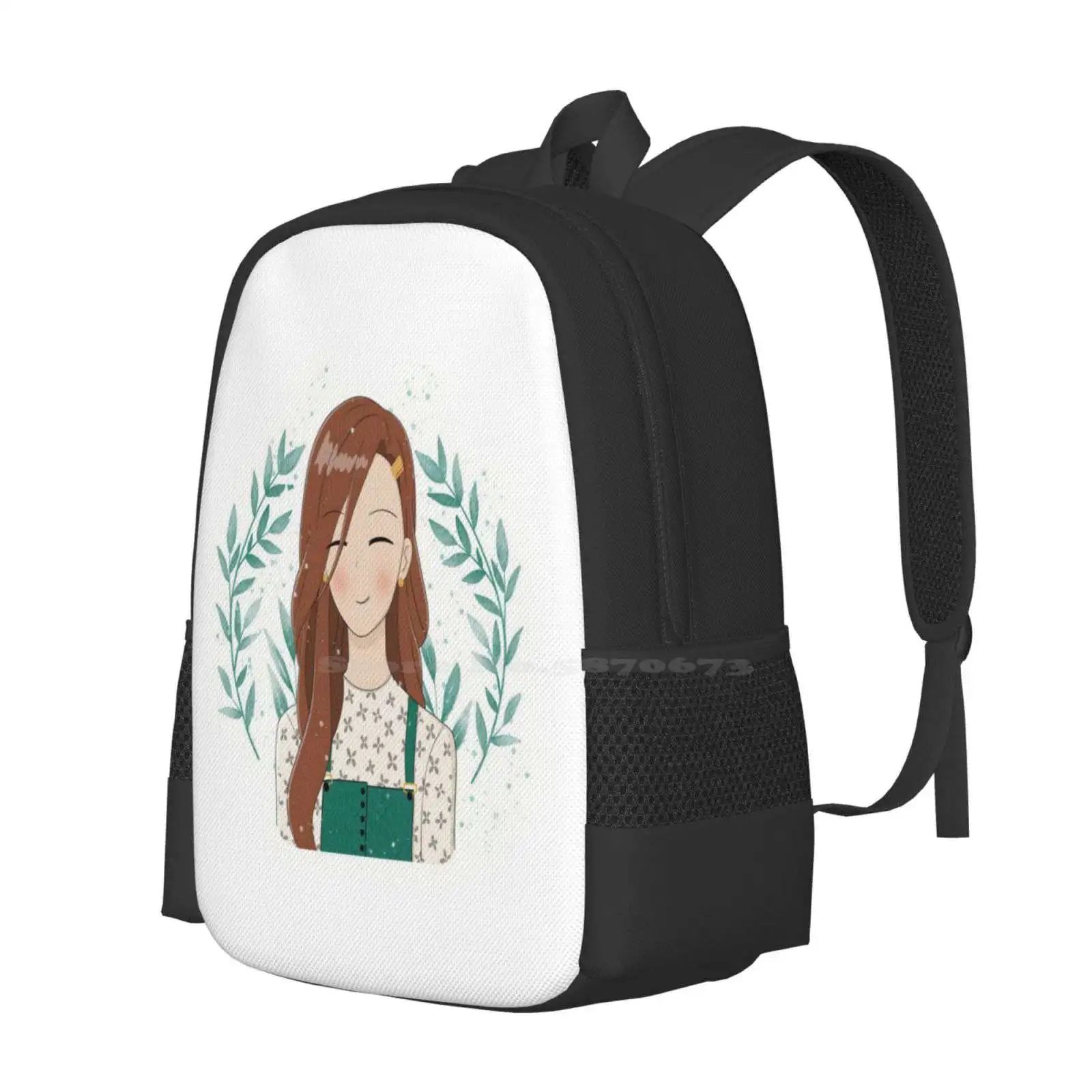 Cute Anime Girl Plant Lover Hot Sale Schoolbag Backpack Fashion Bags Anime Girl Leaf Plants Plant Lover Girly Country Girl Farm