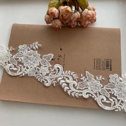 Milk White Beaded Lace Trim for Wedding Dress, Veil Edge Piping,Handmade DIY Accessories, 5Yards/Lot