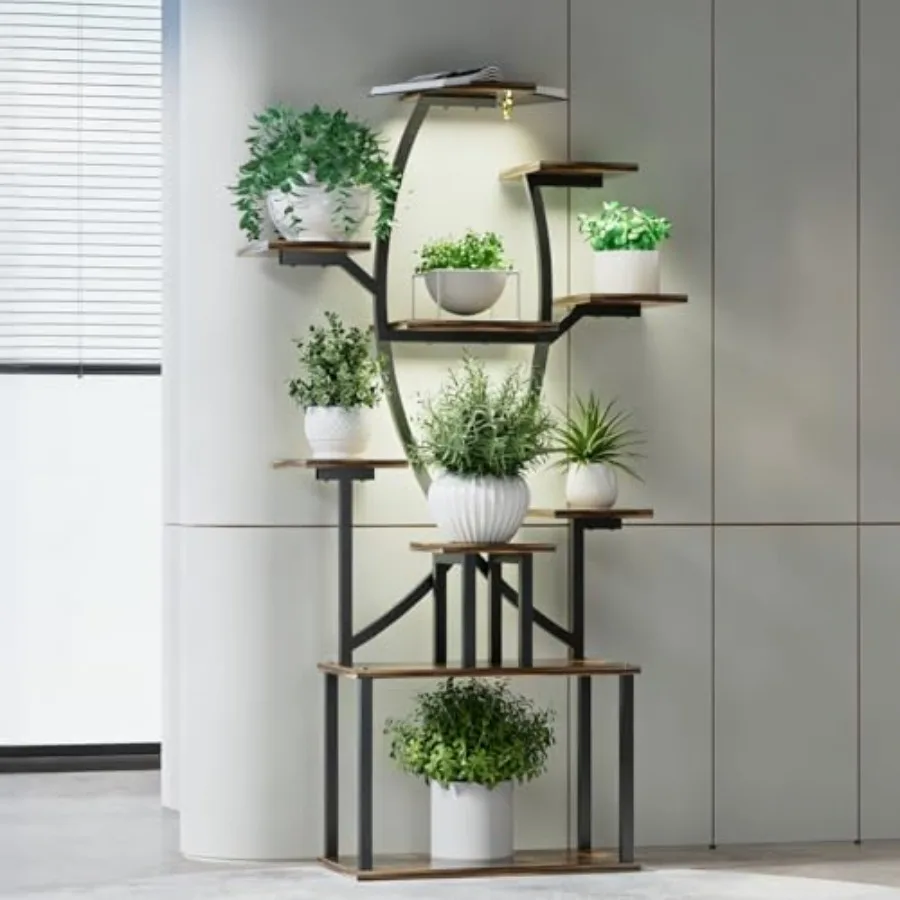 

53" Plant Stand Indoor with Grow Lights, 10-Tier Space-Saving Plant Shelf for Small Apartments, Lighted Indoor Plant Growing Di