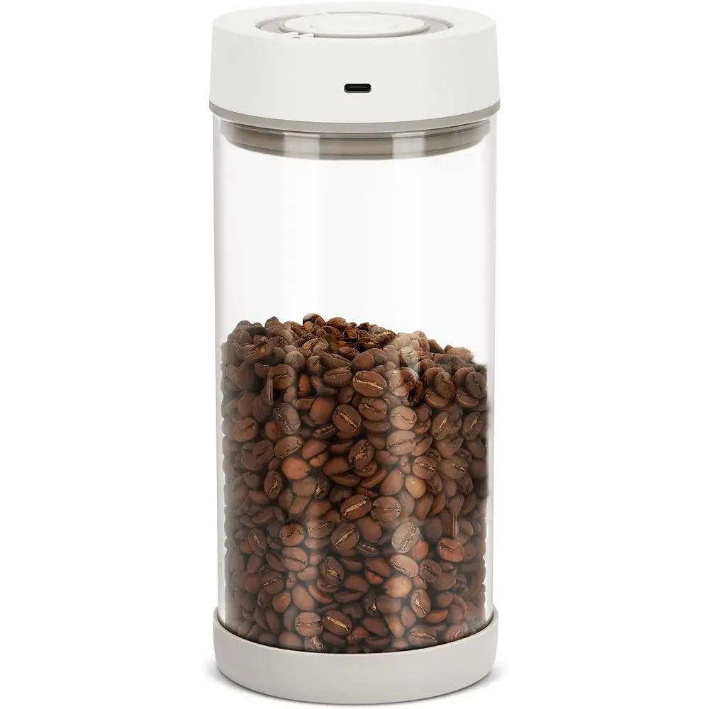 

Герметичный контейнер для кофе объемом 1,35 л с управлением одной кнопкой и индикатором даты, идеально подходит для хранения кофе и продуктов питания.