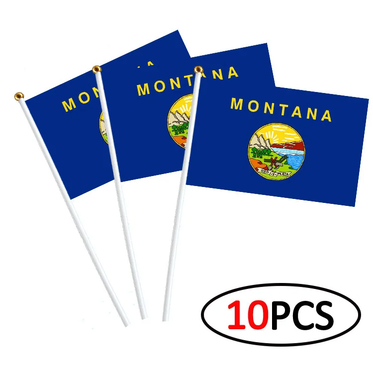 Set of 10/40 Montana State Hand Held Flags for Sports Events and Rallies Wholesale of American state flags