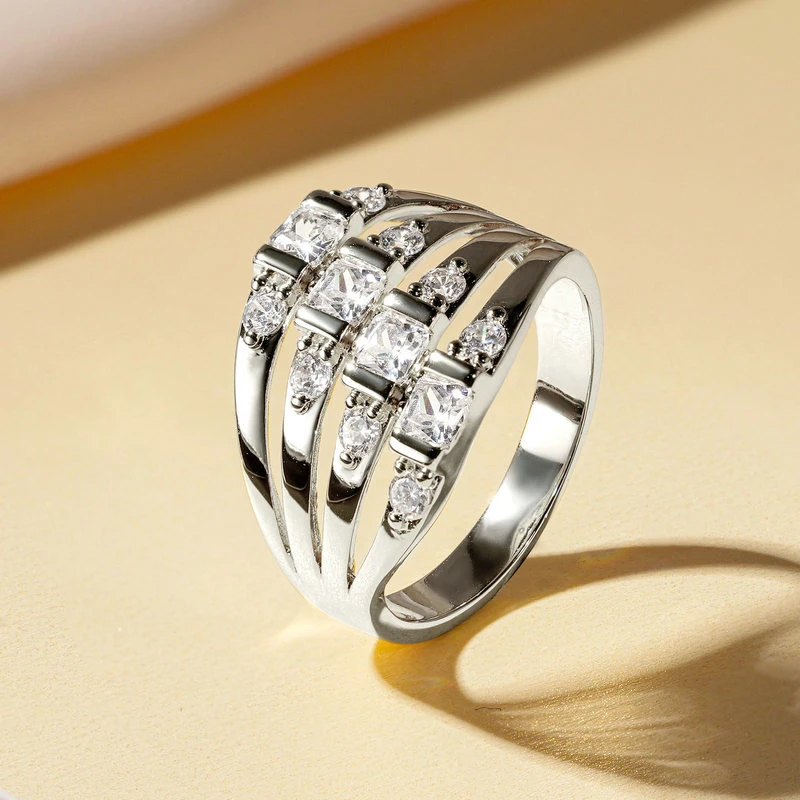 Men's Vintage CZ Simulated Diamond Multiple Rows Ring