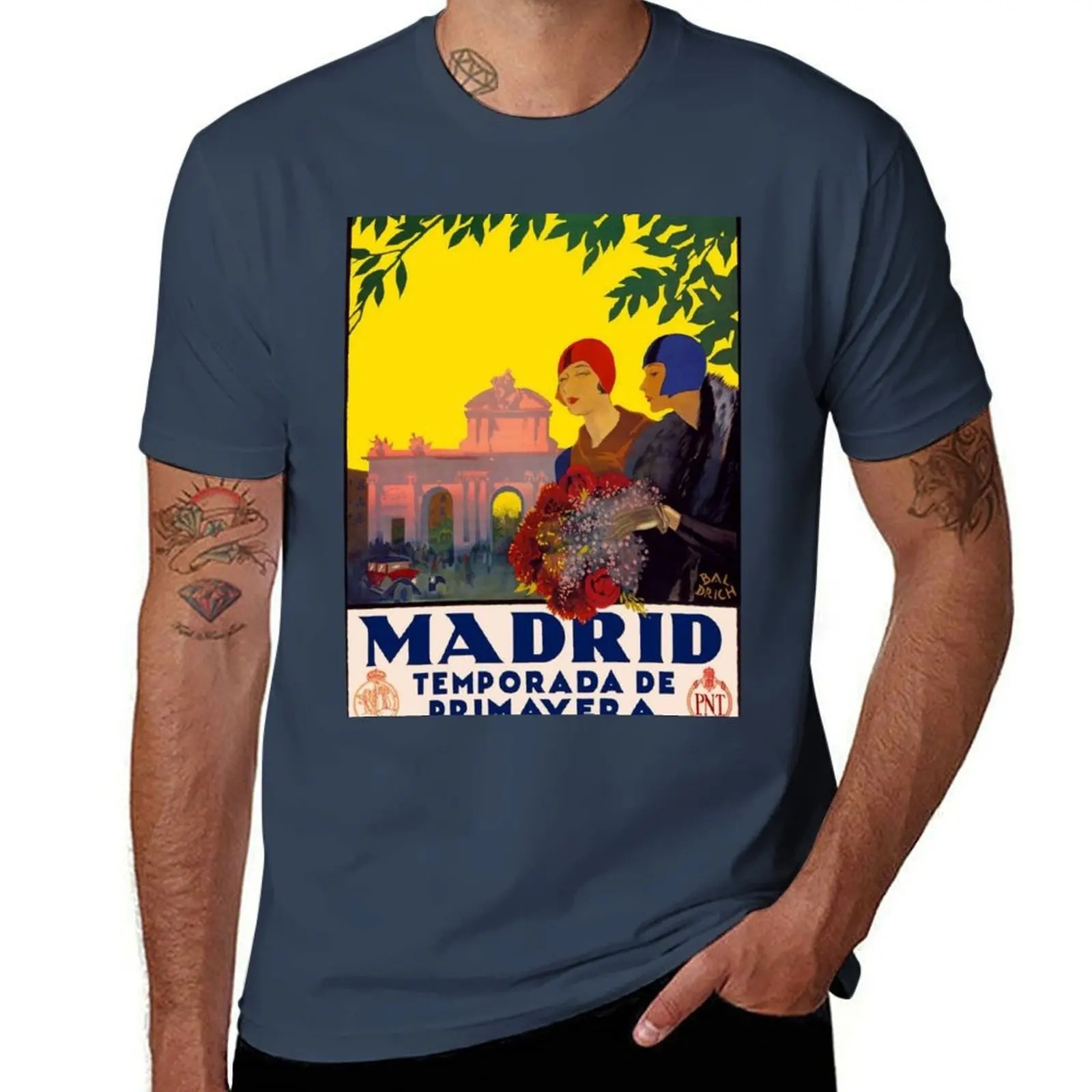

Madrid Temporada de Primavera - Vintage Travel Art Poster T-Shirt man t shirt luxury t shirts for man graphic tees T-Shirt