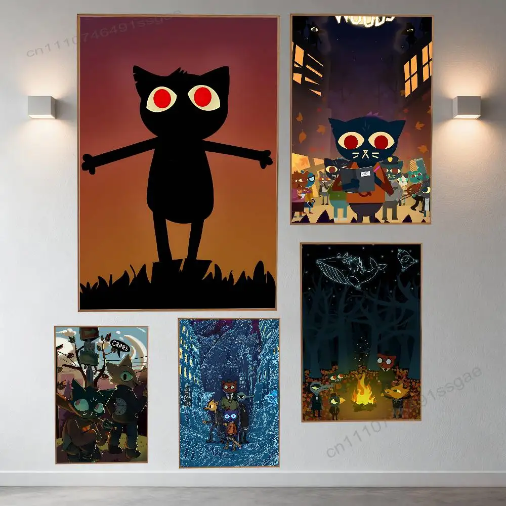 N-Night In The W-Woods Cool Retro Fashion Pictorial Poster Sticky Poster Paper Sticker DIY Room Bar Cafe Wall Decor Gift