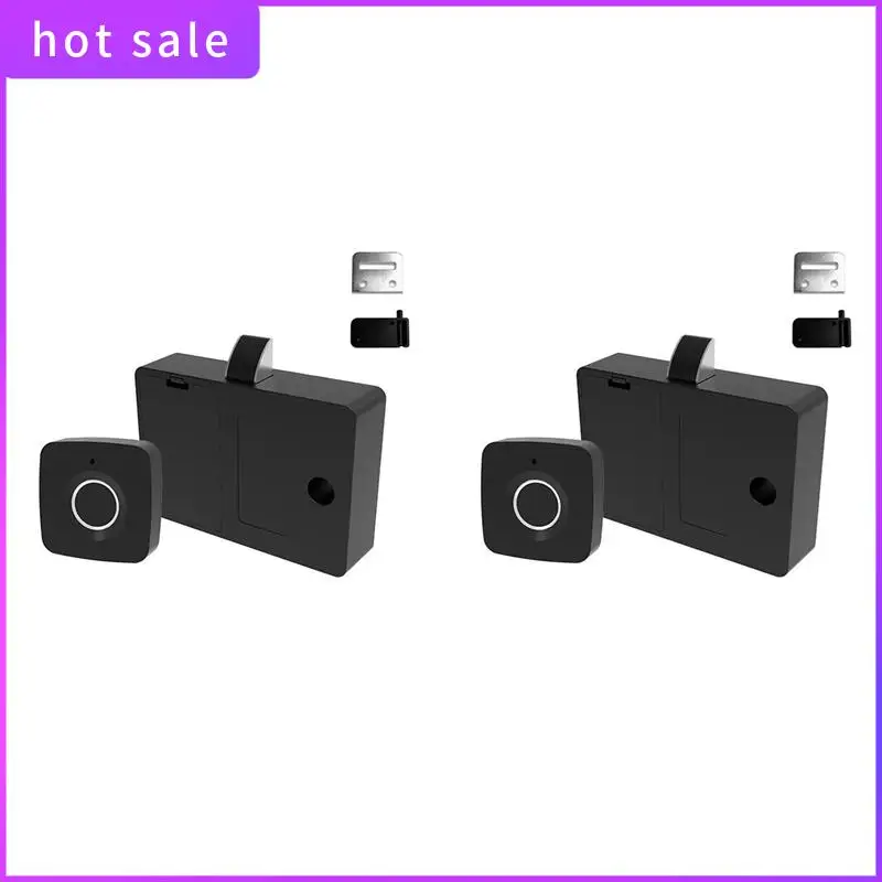 

2X Biometric Fingerprint Lock Black Keyless Cabinet Lock Smart Drawer Locks Anti-Theft Door Lock Long Standby Time