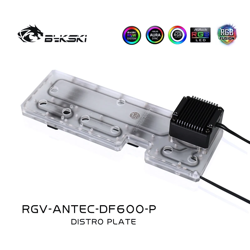 Bykski distro placa para o caso de antec df600/dp502, reservatório de refrigeração água do pc res bomba 12v/5v rgb sync, RGV-ANTEC-DF600-P