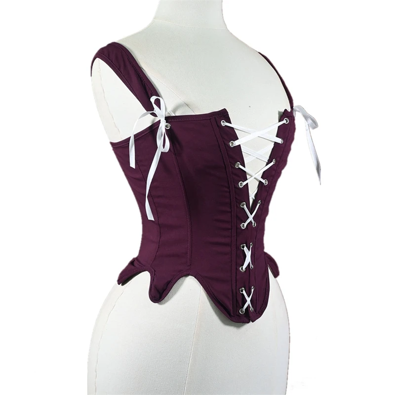 النساء القرون الوسطى عصر النهضة خمر مشد القمم بوستير المحاصيل القمم الدانتيل متابعة بروتيل الأرجواني البتلة تشكيل مشد سترة المرحلة زي #1