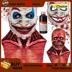 2024 New Halloween Double Rip Mask Bloody Scary Skeleton Latex Mask Scary Cosplay Party Mask Mascara Halloween