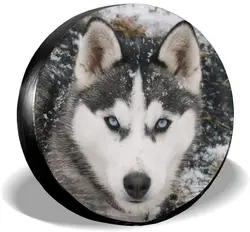 Funny Husky Dog Spare Tire Cover Waterproof Dust-Proof UV Sun Wheel Tire Cover Fit for Car,Trailer,  14 Inch