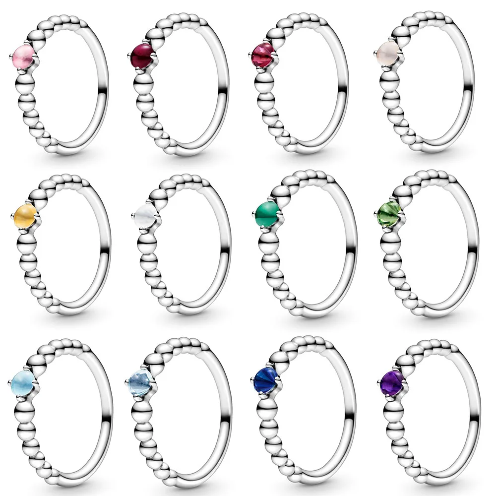 

100% 925 Sterling Silver Valentines True Colours Birthstone Collection pan Rings For women Fashion Jewelry