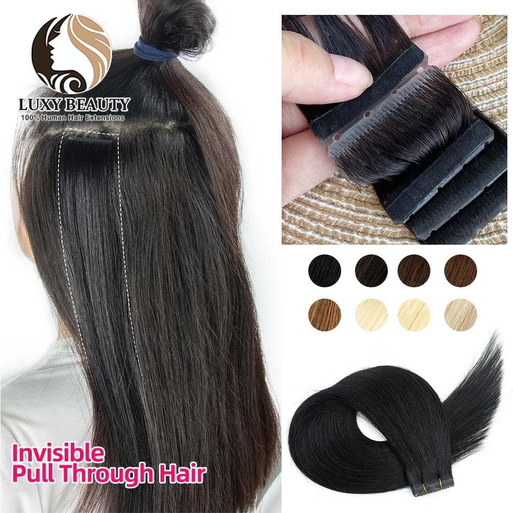 Invisible Pull Through Twin Tape Human Hair Extensions 12