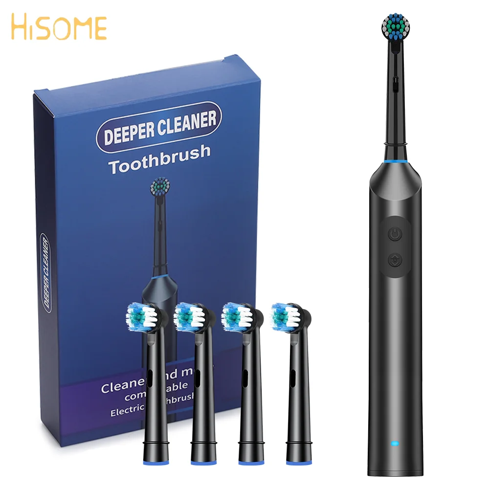 

Электрическая зубная щетка, вращающаяся для чистки зубов, водонепроницаемая, вращающаяся, электрическая зубная щетка, перезаряжаемая от USB, с 4 сменными насадками