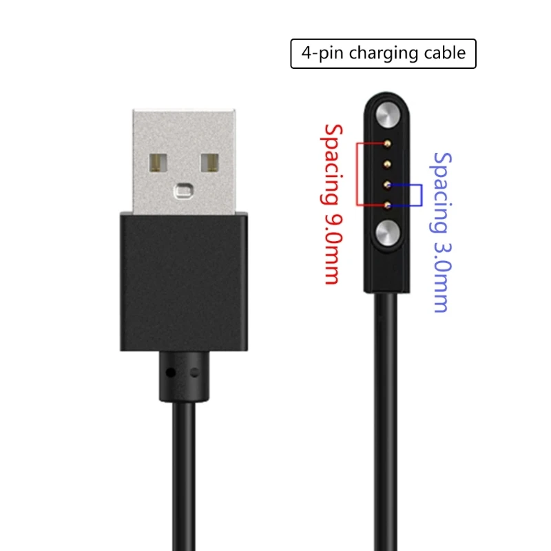 Magnetic Charging Cable Portable Charge Adapter Line 4pin 9mm 3.0 Space for JEEP P03/MT1 Smartwatch Dock Cord Accessory