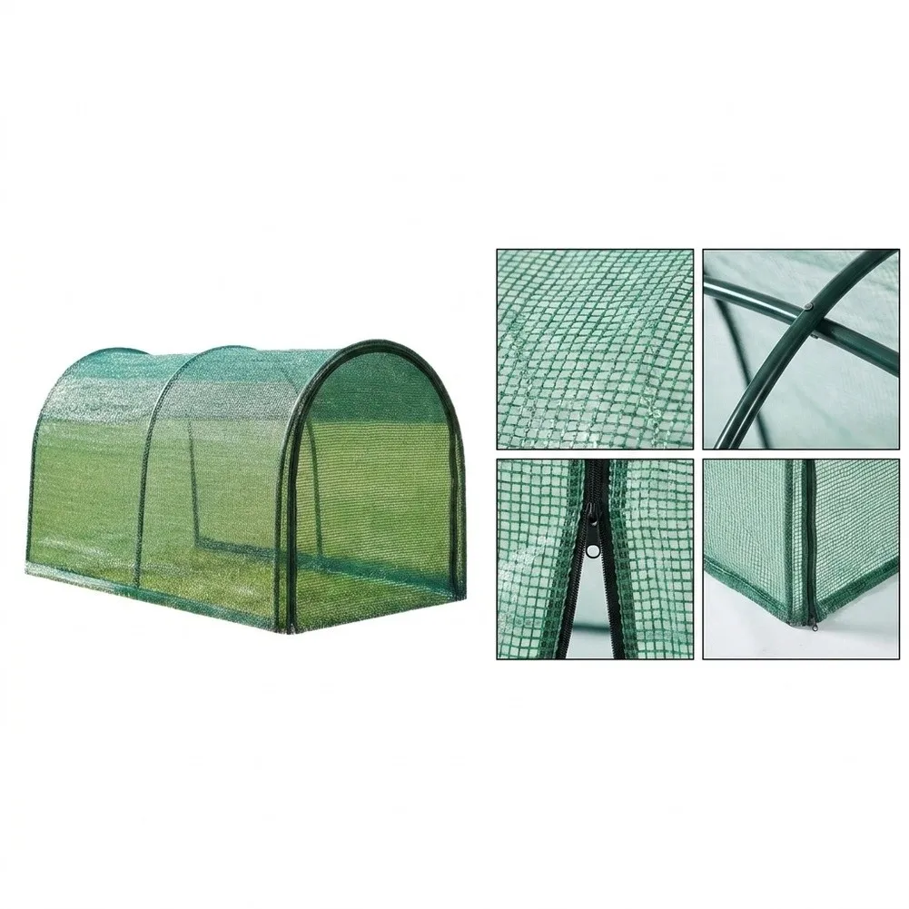 79 Inch Foldable Chicken Tunnel for Yard Green Plastic Chicken House with Sun Protection Mesh and Drawstring Ends