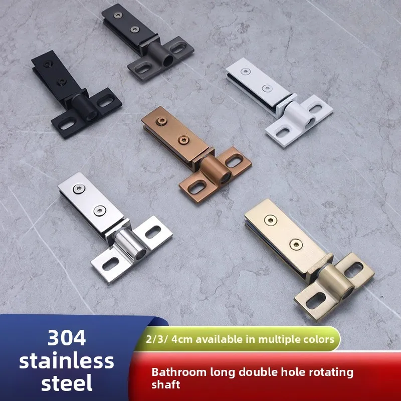 1 set Heavy Duty Stainless Steel Glass Dual Hole Structure Shower Door Hinge Replacement Pivot Hinge For Bathroom Hotel Public