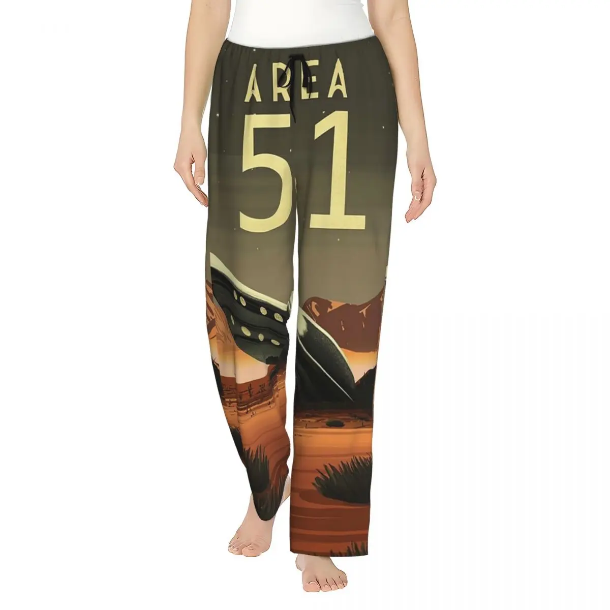 

Пользовательские Roswell, Нью-Мексико, зона пустыни 51, постер, женские пижамные штаны, одежда для сна для отдыха, низ с карманами