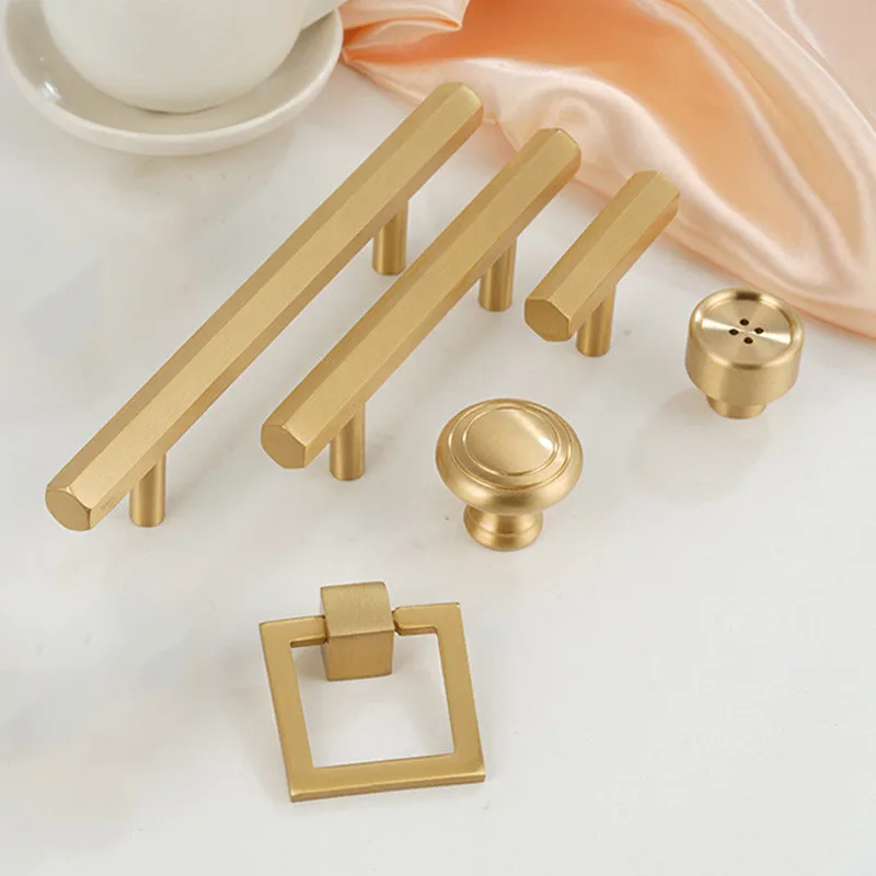 Solid Brass Hexagon Furniture Handle T Bar Cabinet Cupbard Door Knob Kitchen Wardrobe Appliance Pull