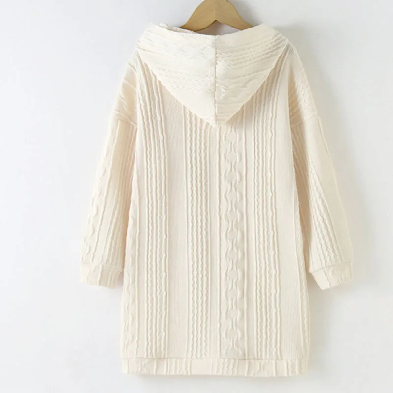 Hooded Sweater Dress For Girls White Big Girl Fall Dresses Size 10-12 6 7 8 9 11 13 14 15 16 17 18 Years School Knitted Clothes