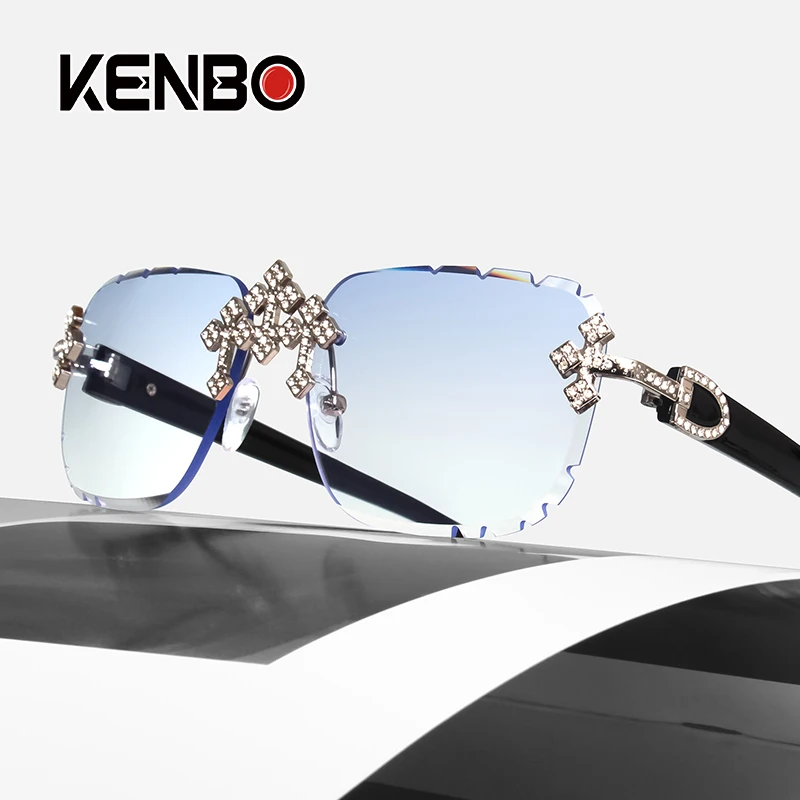 2025 mode carré sans monture lunettes de soleil pour femmes croix diamant métal cadre lunettes de luxe coupe lentille UV400 nuances lunettes de soleil