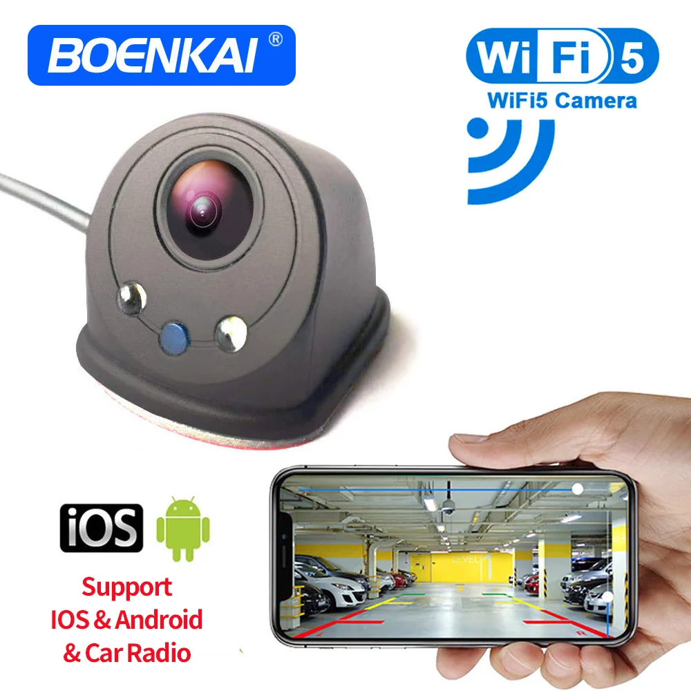 

Boenkai Wireless 5G WIFI Reversing USB Car Blind Spot Left And Right Vehicle Side View Camera Rear Backup Parking Aid Led Light