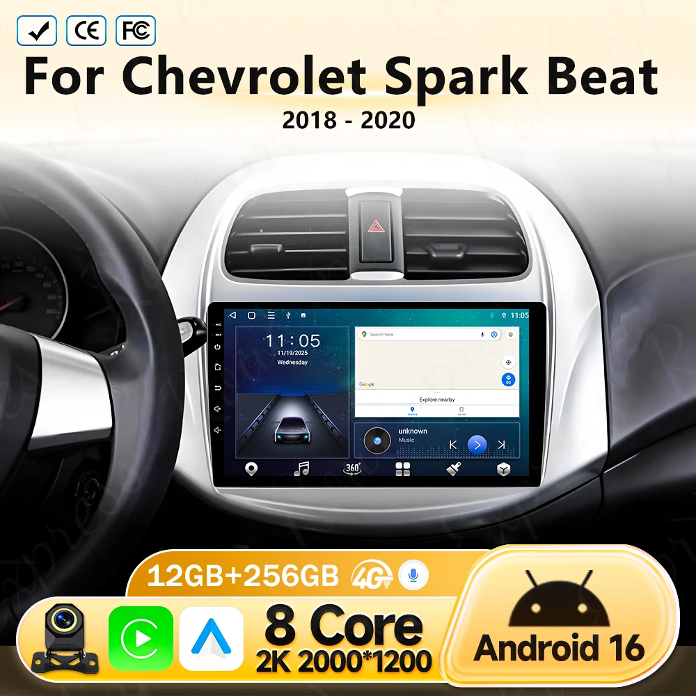 

4G для CHEVROLET Spark Beat 2018 2019 2020: Мультимедийная стереосистема, автомобильный DVD-плеер, Bluetooth, навигация GPS, радио, 5G Wi-Fi, Carplay, без 2DIN DVD