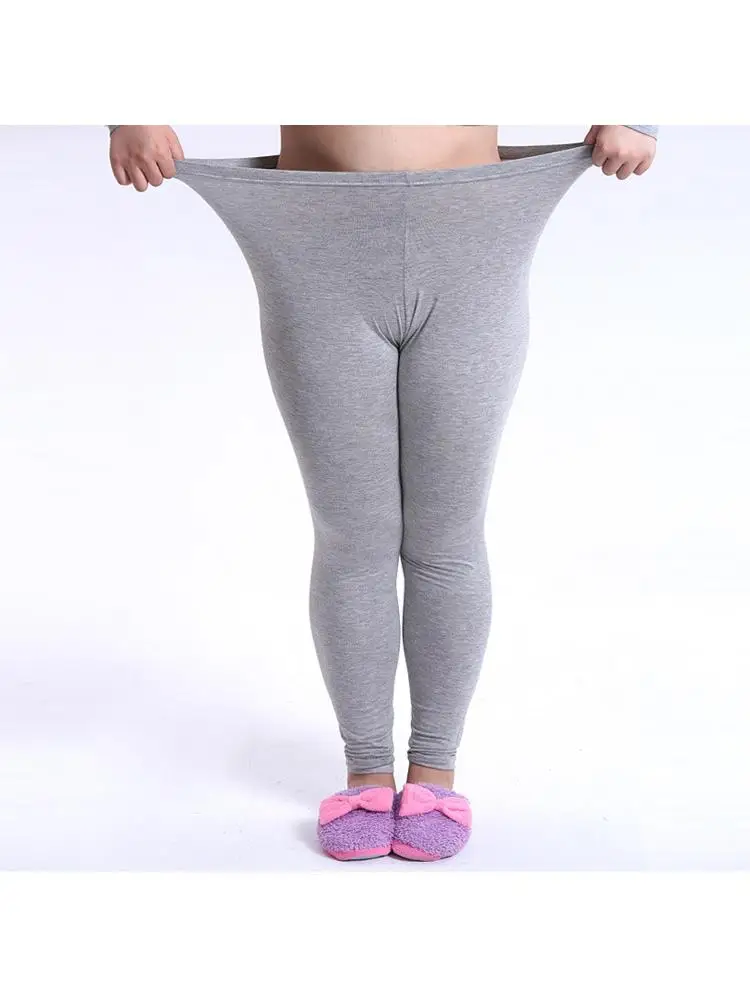 75-100kg grande taille femmes taille haute Modal coton Leggings mince chaud automne pantalon élastique gros Long gris noir potelé gris