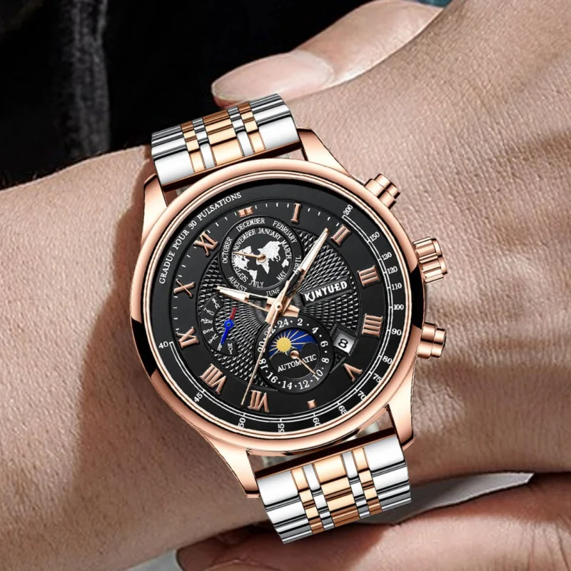 Fashion Business 's Multi-Function Automatic Mechanical Calendar Luminous Men's Watch