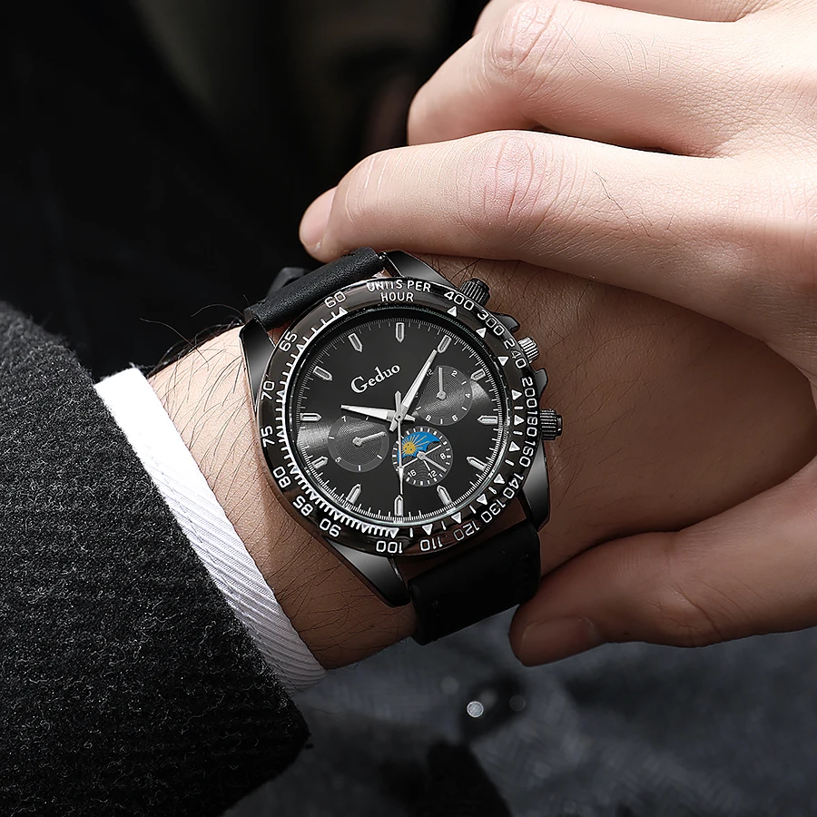 

Новое поступление 2025 года, модные повседневные мужские кварцевые часы с кожаным ремешком, стильные наручные часы для мужчин