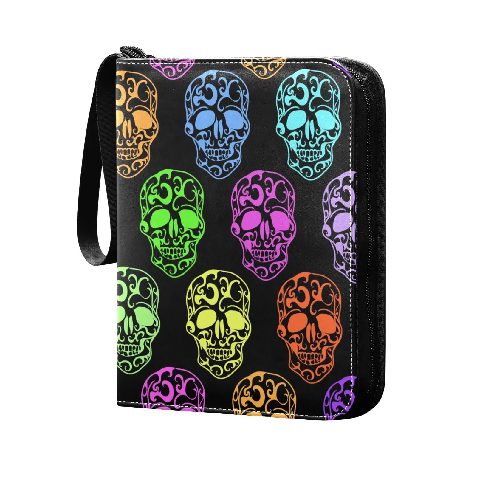 Neon Skulls Card Binder 4 Pocket Cards Binder 400 Double Sided Pocket Album for Sport Game Cards Unique Card Collection Storage