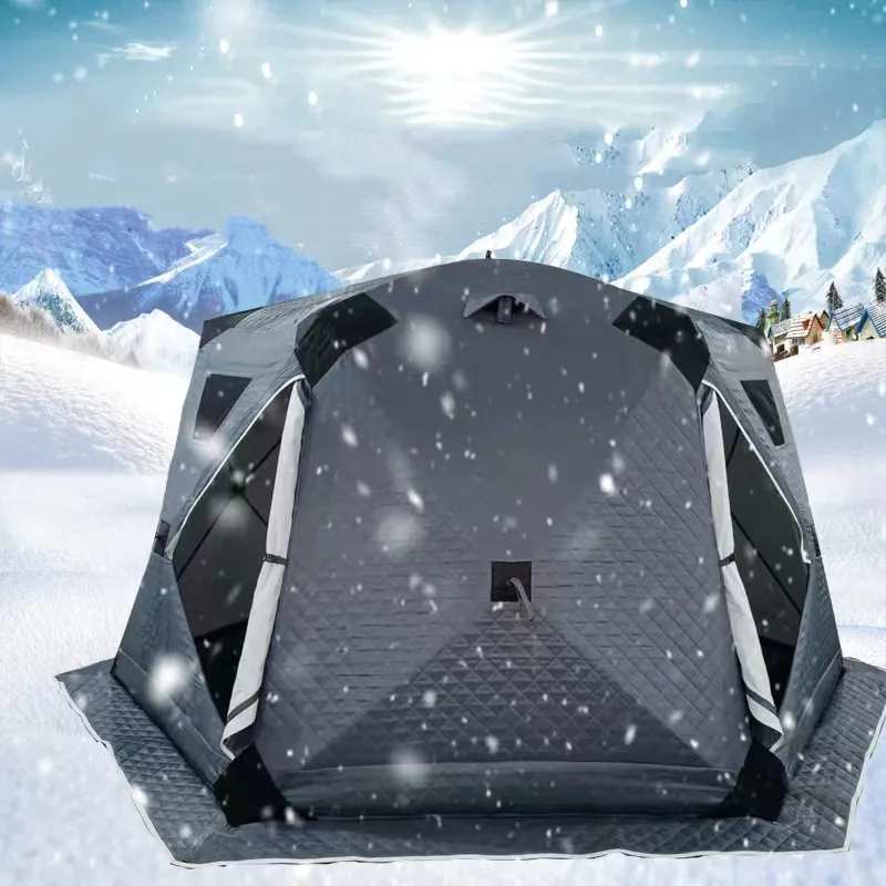 

Ice House Cube Winter Fishing Camping Tents With 6 Sides Keep Warm