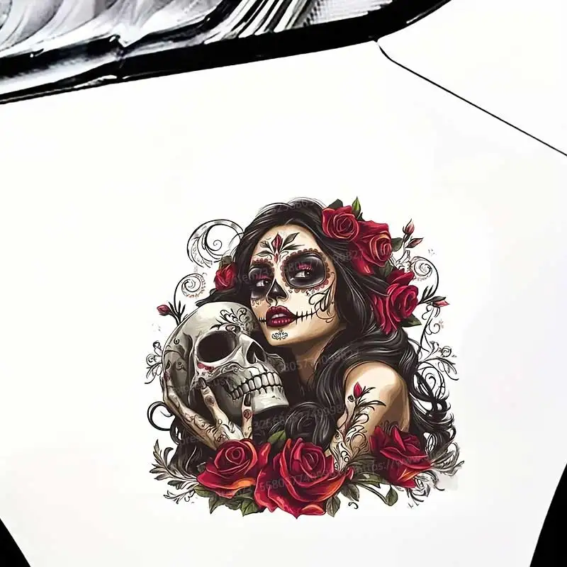 

Сахарный череп, женский скелет, автомобильная наклейка, водостойкая виниловая наклейка на бампер, заднее окно, ноутбук, наклейка для автомобильных аксессуаров SH879