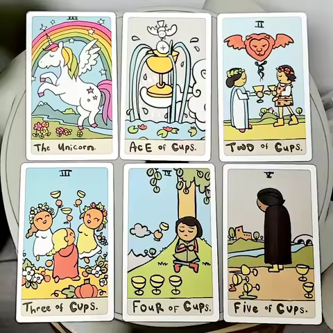 The Really Badly Drawn Tarot Deck 12*7cm In Rigid Box 78 Pcs Funny Tarot Cards Printed on 350GSM Double-embossed Cardstock